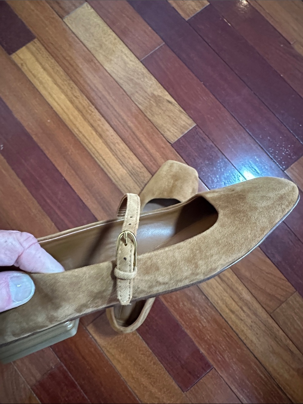 NEW Franco Sarto Tinsley Suede Mary Jane Flats Ballet Caramel Brown 7.5 - Picture 5 of 7